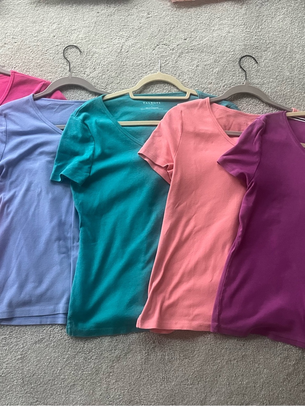 Talbots Women’s Large Bright Solid Knit Vneck - Purple, Pink, Teal, Lilac Orange